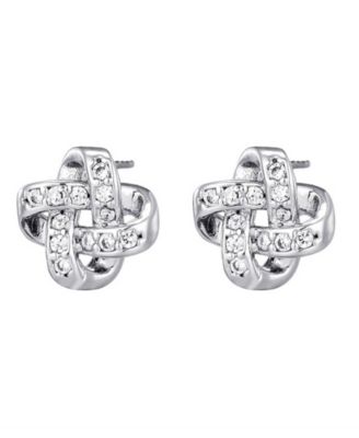 Silver CZ Knot Twist Stud Earrings