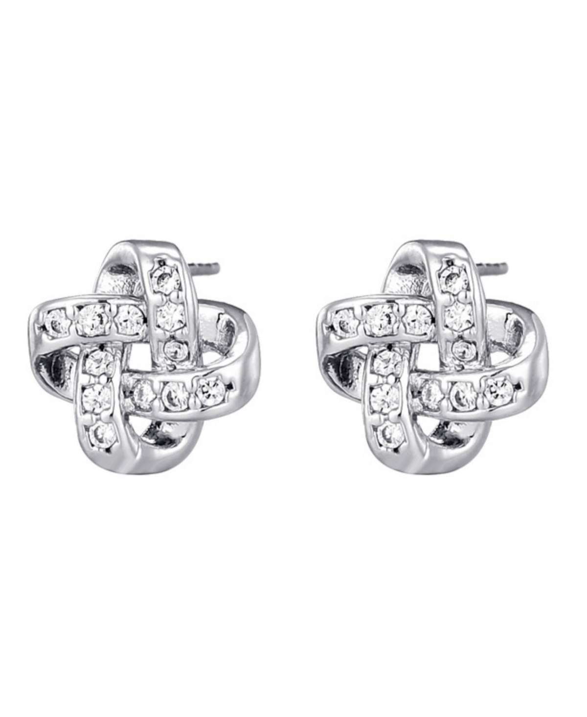Adornia Silver Plated Cz Knot Twist Stud Earrings In Silver