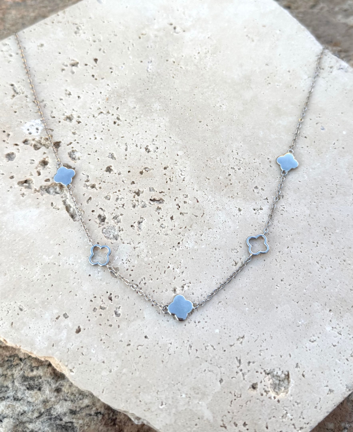 Adornia Silver Clover Station Necklace In Silver
