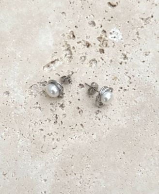 Silver Freshwater Pearl Stud Earrings