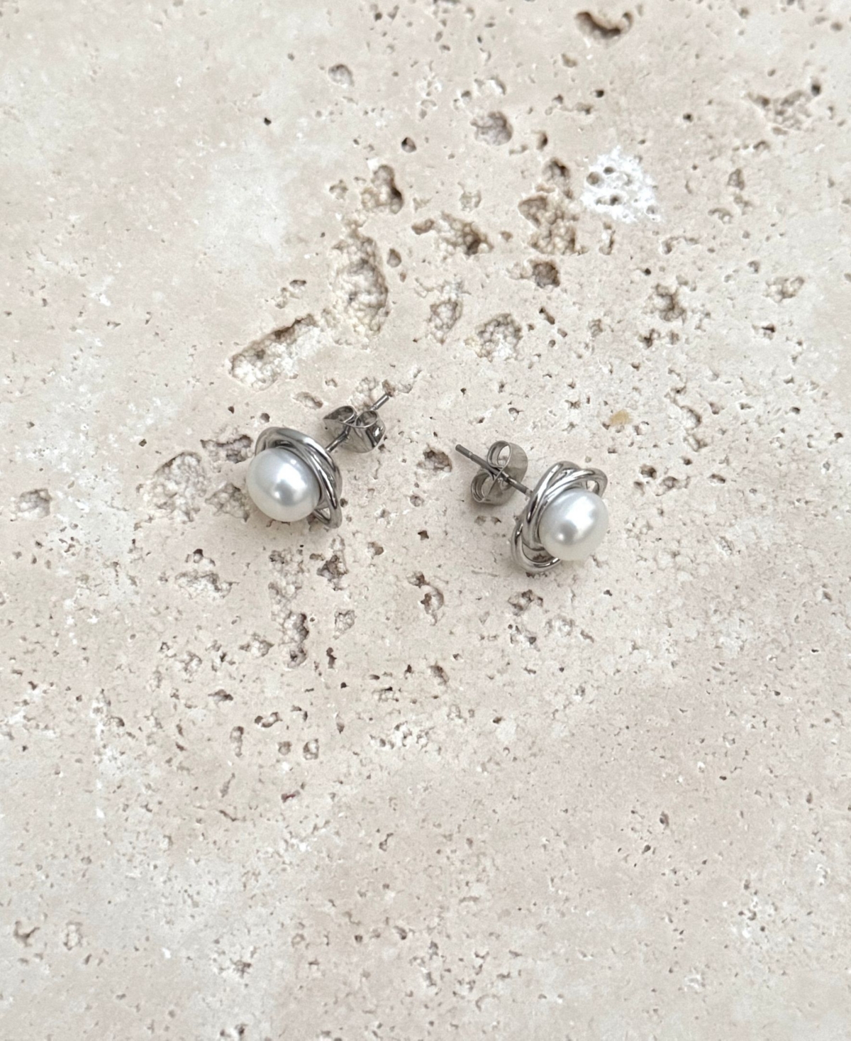 Adornia Silver Plated Freshwater Pearl Stud Earrings In Silver