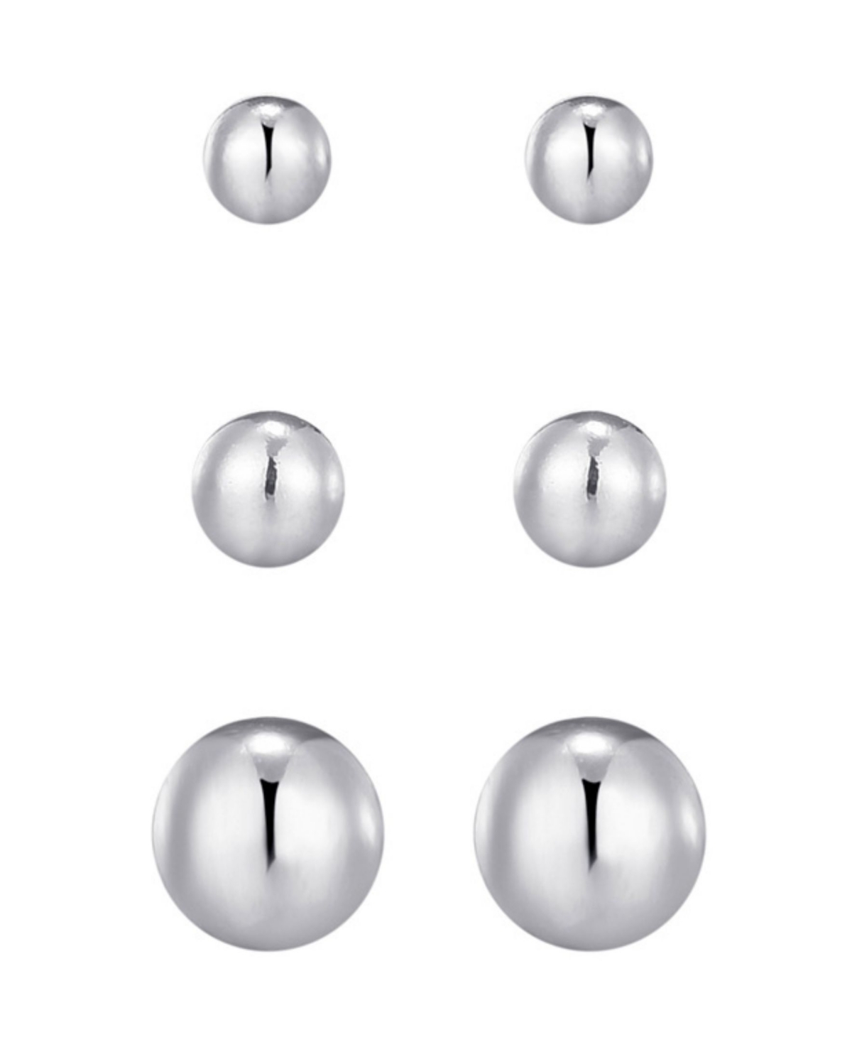 Adornia Tarnish Resistant Silver Set Of 3 Ball Stud Earrings In Silver