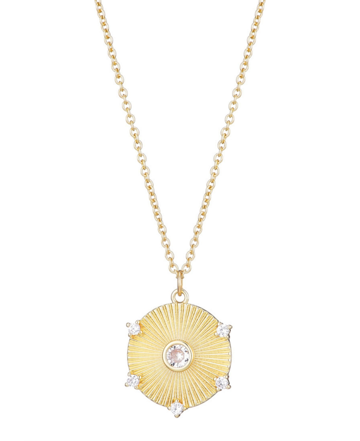 Adornia Gold Cz Fluted Disc Pendant Necklace In Gold