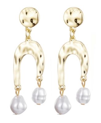 Gold Faux Pearl Statement Earrings