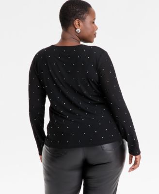 Plus Size Embellished V-Neck Top, Macy's Exclusive 