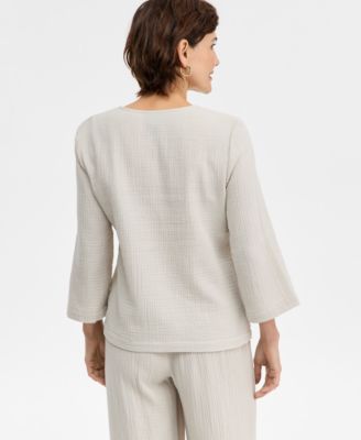 Women's Cotton Beaded Gauze Top