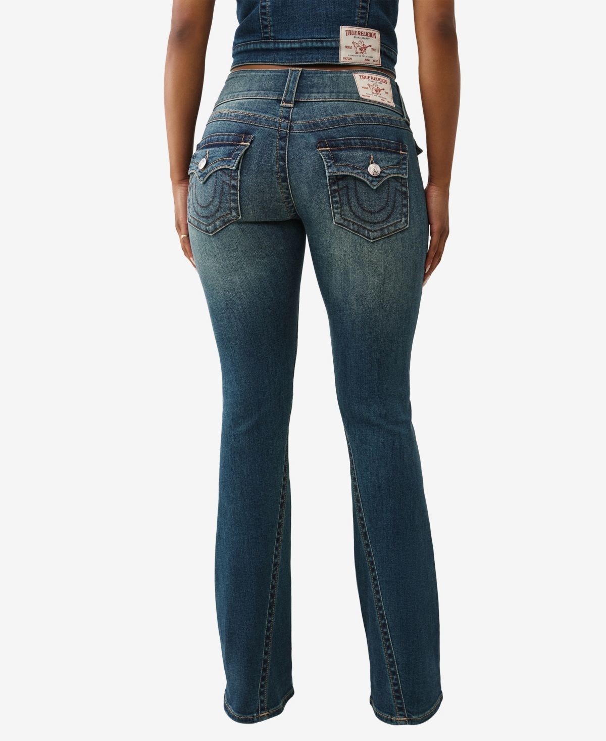 True Religion Women's Y2k Joey Flare Mid Rise Flap Jeans In Blue