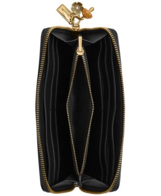 Essential Slim Accordian Spazzolato Leather Zip Around Wallet with Charm