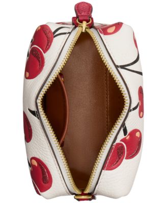 Boxed Essential Cherry Print Leather Cosmetic Pouch