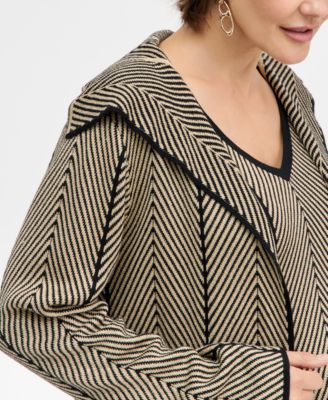 Petite Long-Sleeve Herringbone Cardigan, Macy's Exclusive