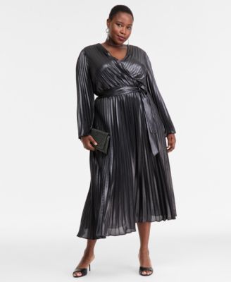 I.N.C. International Concepts - Plus Size Foil-Print Pleated Maxi Dress