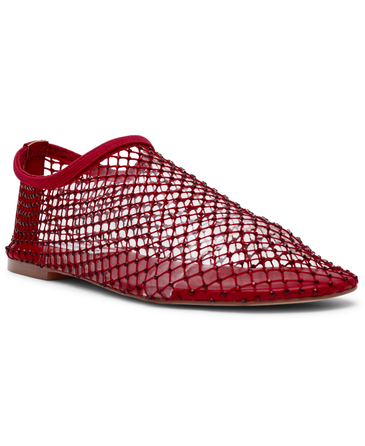 Steve Madden Women's Mino Mesh Rhinestone Flats In Red