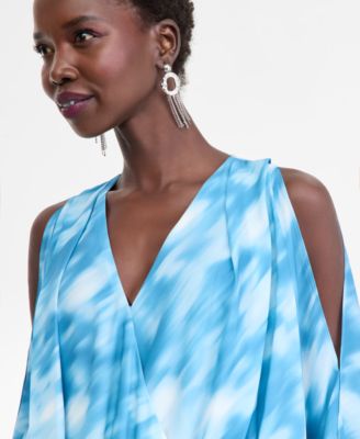 Women's Printed Arm-Slit Surplice Blouse, Macy's Exclusive