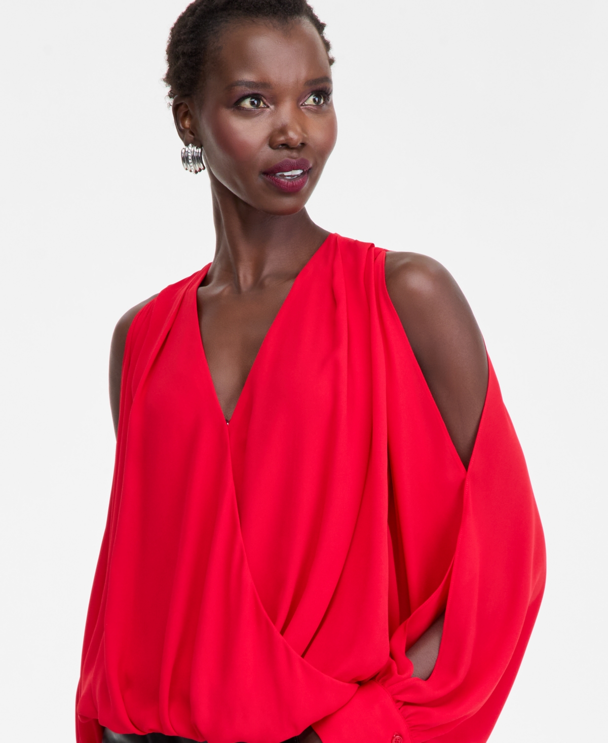 I.n.c. International Concepts Women's Printed Arm-Slit Surplice Blouse, Macy's Exclusive