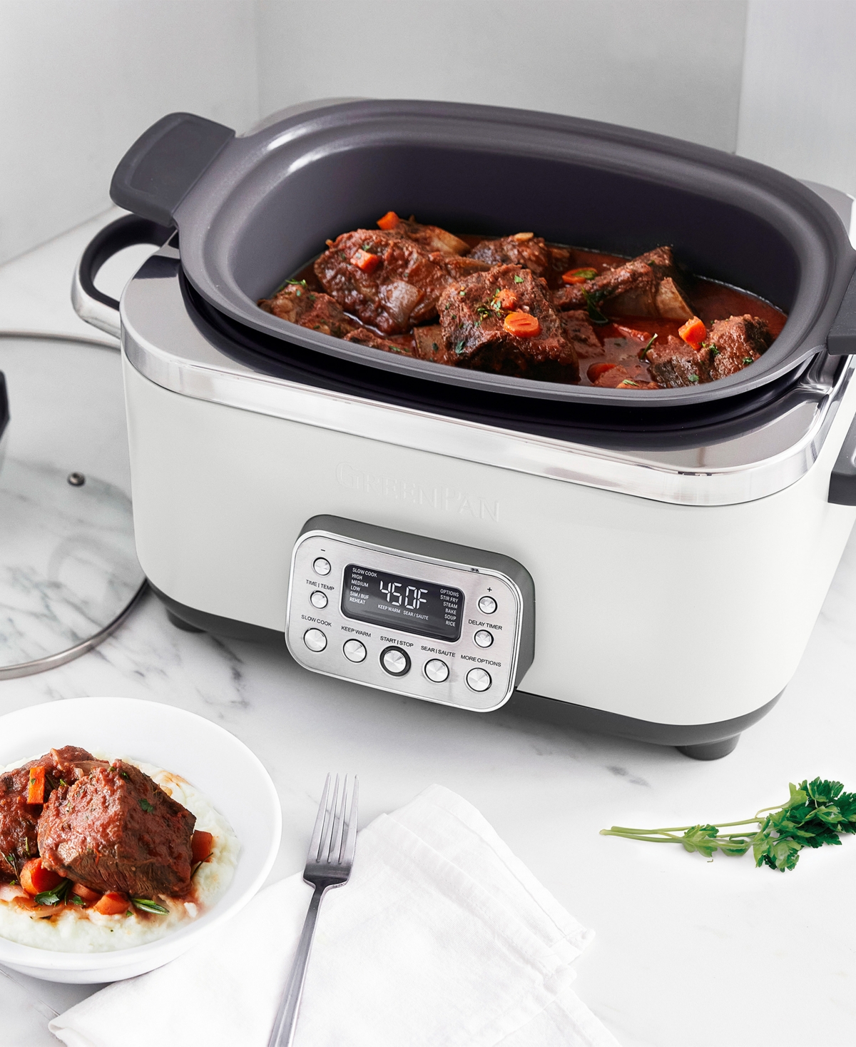 Greenpan Elite 6 Quart Ceramic Nonstick Slow Cooker In White