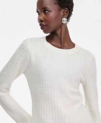 Women's Rhinestone Rib Sweater, Macy's Exclusive