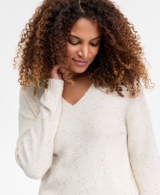 Petite Roving Sequin V-Neck Sweater, Macy's Exclusive 