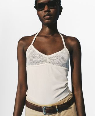 MANGO - Women's Perforated Neckline Top