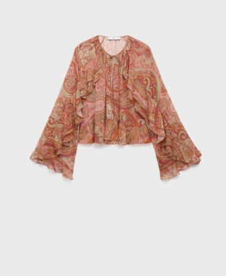 Women's Ruffles Printed Blouse