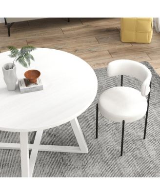 Durban 3-Pc Round Dining Set, Trestle Dining Table with 2 Boucle Chairs