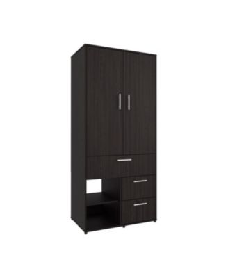 Riverdale Armoire, 2 Doors, 3 Drawers, 2 Shelves, 6 Legs, Black Wengue
