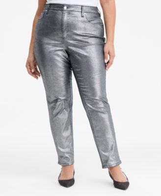 Plus Size Metallic Straight-Leg Jeans, Created for Macy's