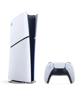 PlayStation 5 Slim Digital Bundle with Disc Drive, Extra Controller, Vertical Stand, MightySkins Game Collection Services and 1 Year Extended War