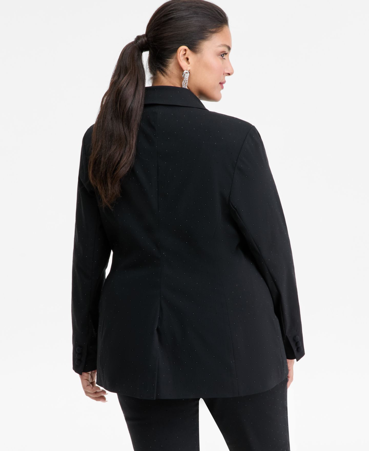 Женский пиджак I.N.C. International Concepts Plus Size Embellished Peak-Lapel Blazer, цвет: Глубокий чёрный — фото 8