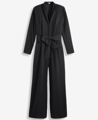 Women's Long-Sleeve Tie-Belt Jumpsuit, Macy's Exclusive