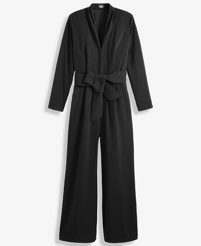 Women's Long-Sleeve Tie-Belt Jumpsuit - thumbnail 6