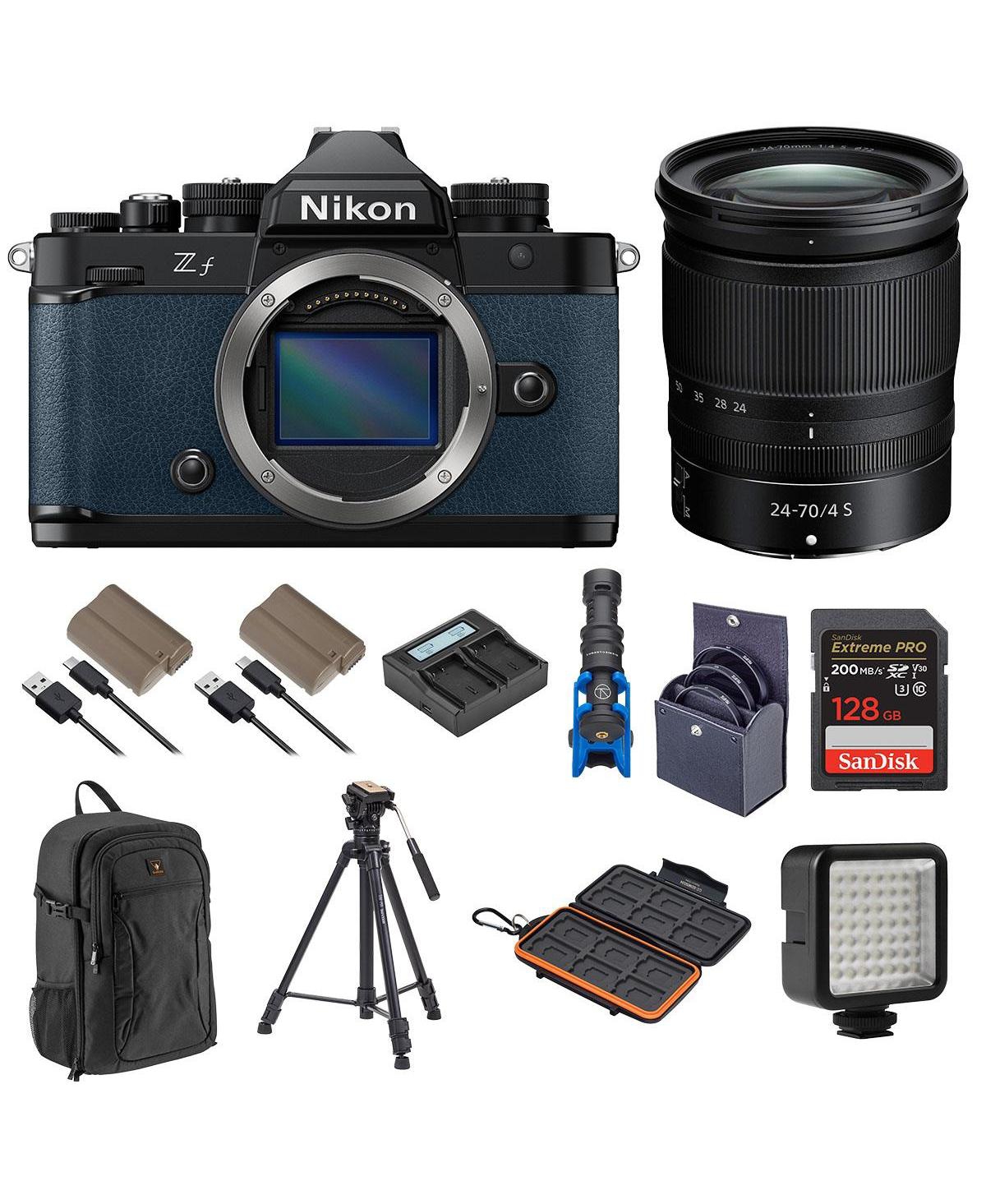 Nikon Z f Mirrorless Camera, with Nikkor Z 24-70mm f/4 S Lens, Bundle with 2x Battery, 128GB Memory Card, Shotgun Microphone