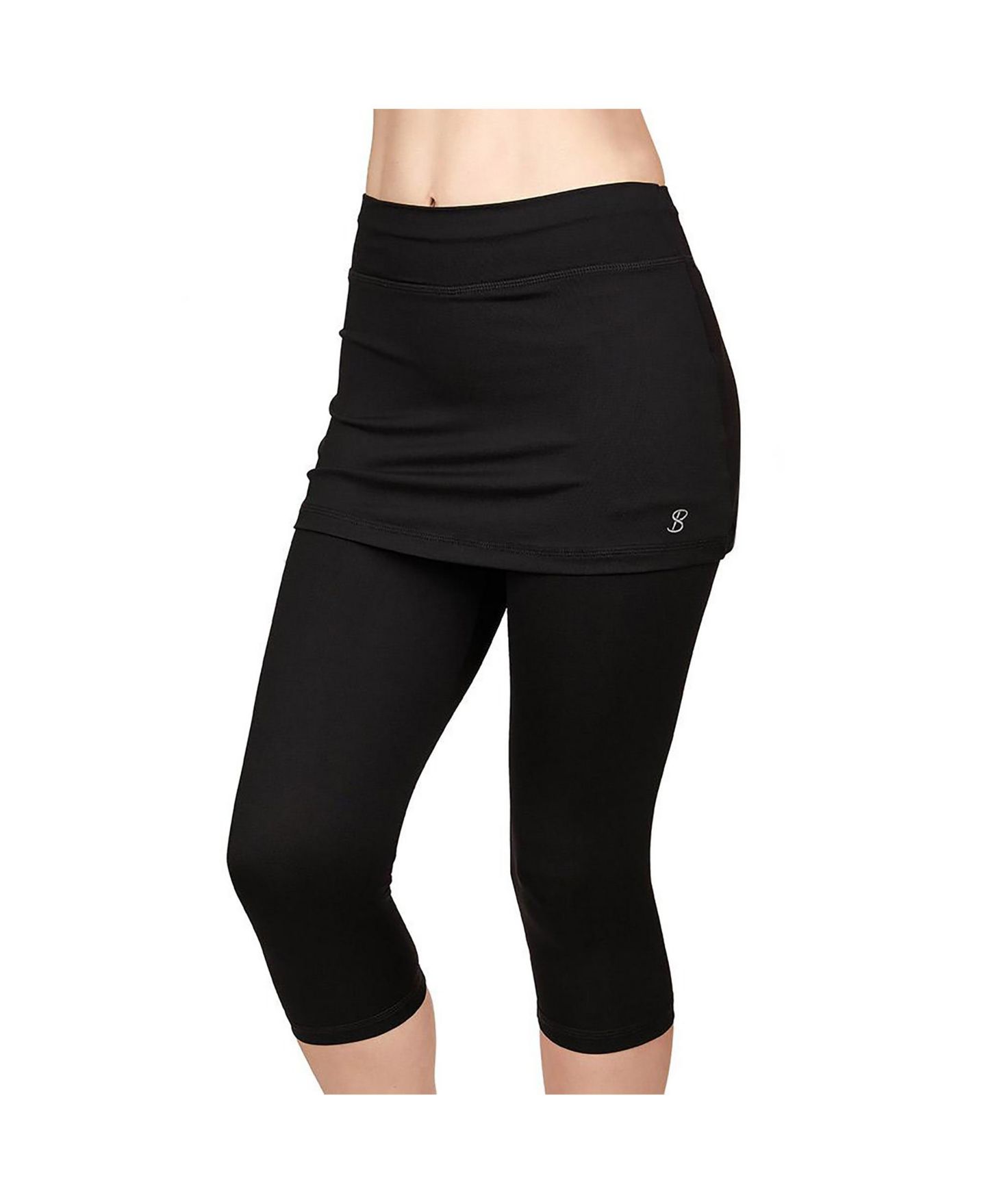 Женская юбка Sofibella UV Staples Abaza Tennis Skirt with Capri, цвет: Чёрный — фото 1