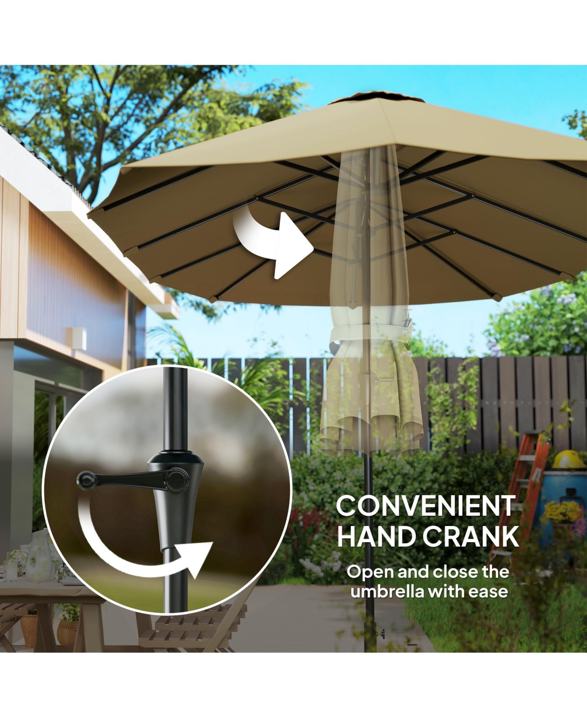 Outsunny 13 ft. Extra Large Patio Umbrella, UPF30+ Double