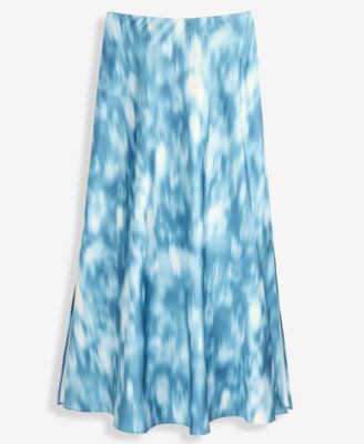 Women's Printed Satin Midi Skirt