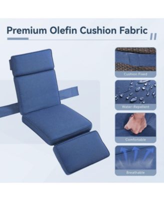 SleekArm Wicker 1-Piece Outdoor Chaise Lounge Chair, Patio Adjuestment Recliner with Olefin Cushion