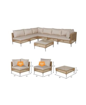 All-Iron Detachable Wicker Corner Sofa Set - 7 Pieces