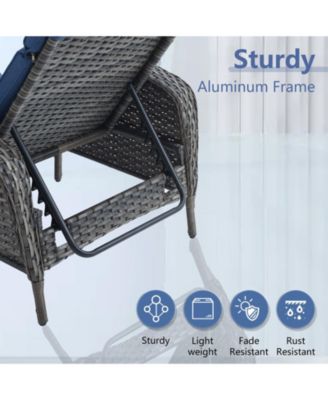 ArcLine PE Wicker Outdoor Chaise Lounge Recliner with Olefin Cushions