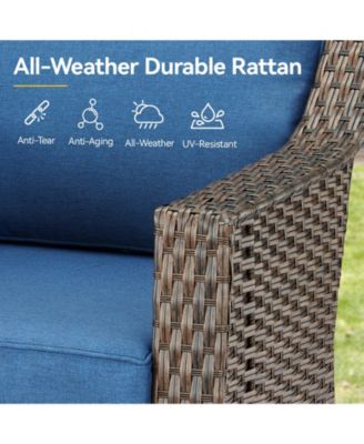 Slimline Brown Wicker Patio 2-Piece Swivel Chairs Outdoor Rocking Chair with Thick Deep CushionGuard Olefin Cushion