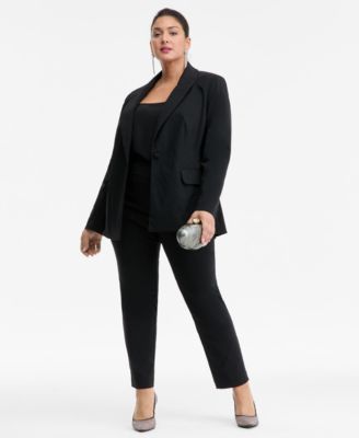Plus Size Rhinestone Peak-Lapel Blazer & Skinny Pants, Macy's Exclusive