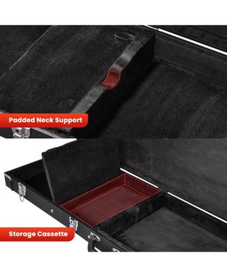 Universal Rectangular Electric Guitar Hard Case w/ Folding Guitar Floor Stand