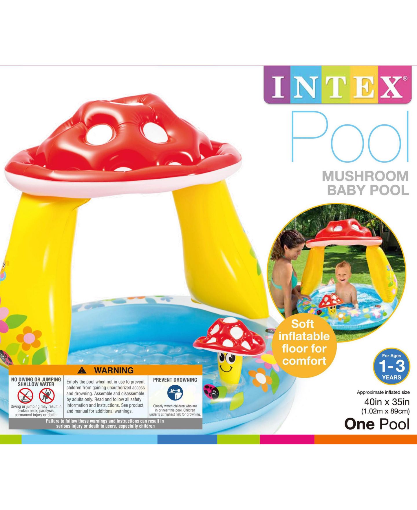 Детская игрушка Intex Mushroom Water Play Center Inflatable Pool, 12 Gallons, Ages 1-3 — фото 7