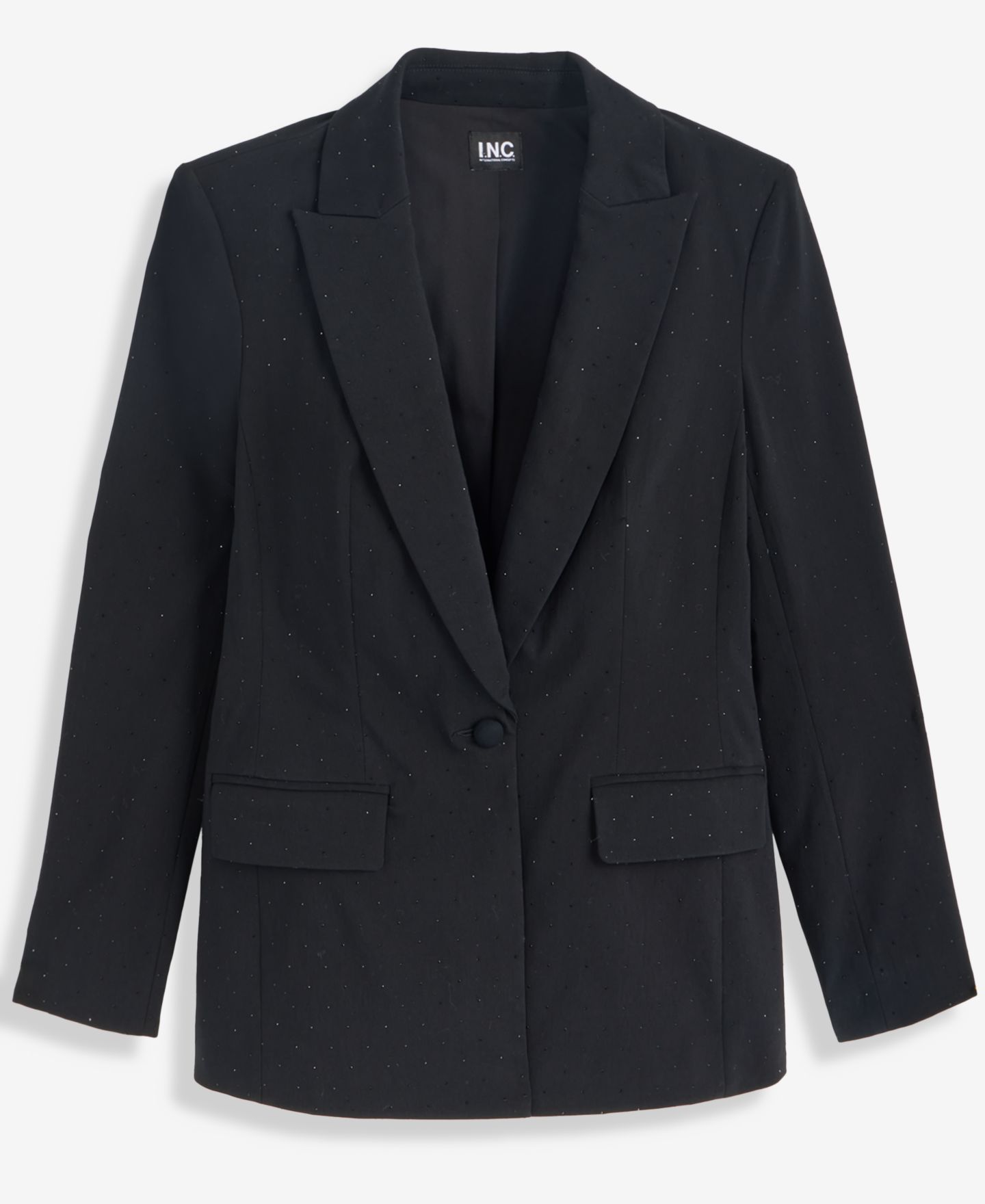 Женский пиджак I.N.C. International Concepts Plus Size Embellished Peak-Lapel Blazer, цвет: Глубокий чёрный — фото 9