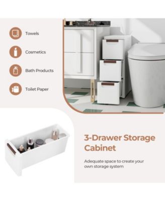 Drawer Rolling Organizer Unit Narrow Storage Cabinet with Built-In Wheels for Small Space