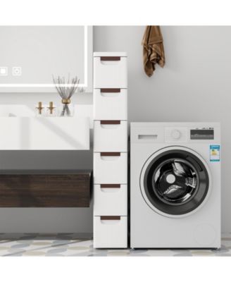 Drawer Rolling Organizer Unit Narrow Storage Cabinet with Built-In Wheels for Small Space