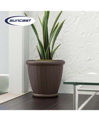 Willow 18" Diameter Decorative Wicker Patio Planter Pot, Java (4 Pack)