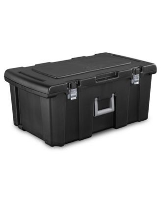Wheeled Footlocker, Plastic Utility Storage Container, Black, 3 Pack