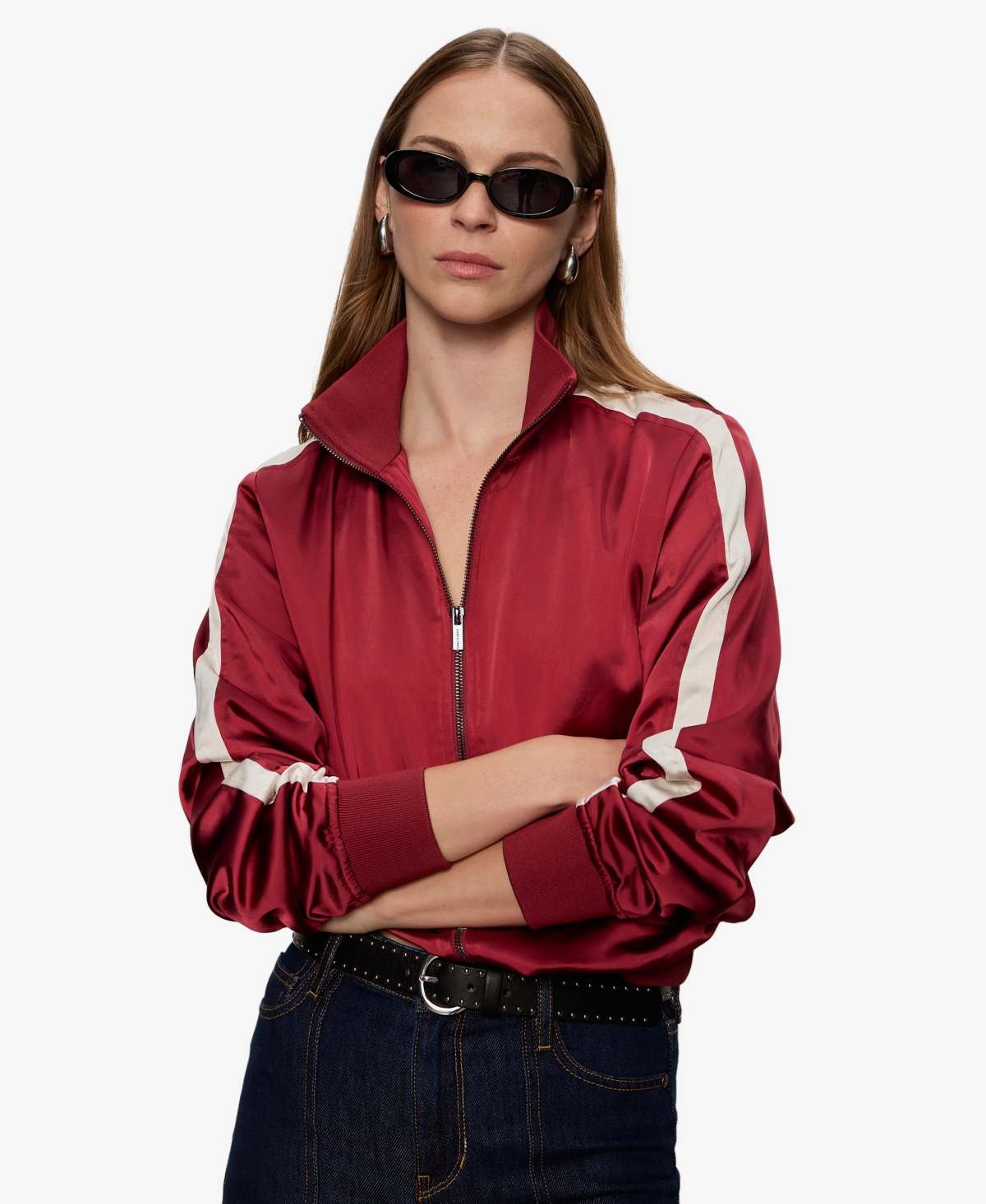 Sanctuary Women's Long Sleeve Satin Track Jacket In Red