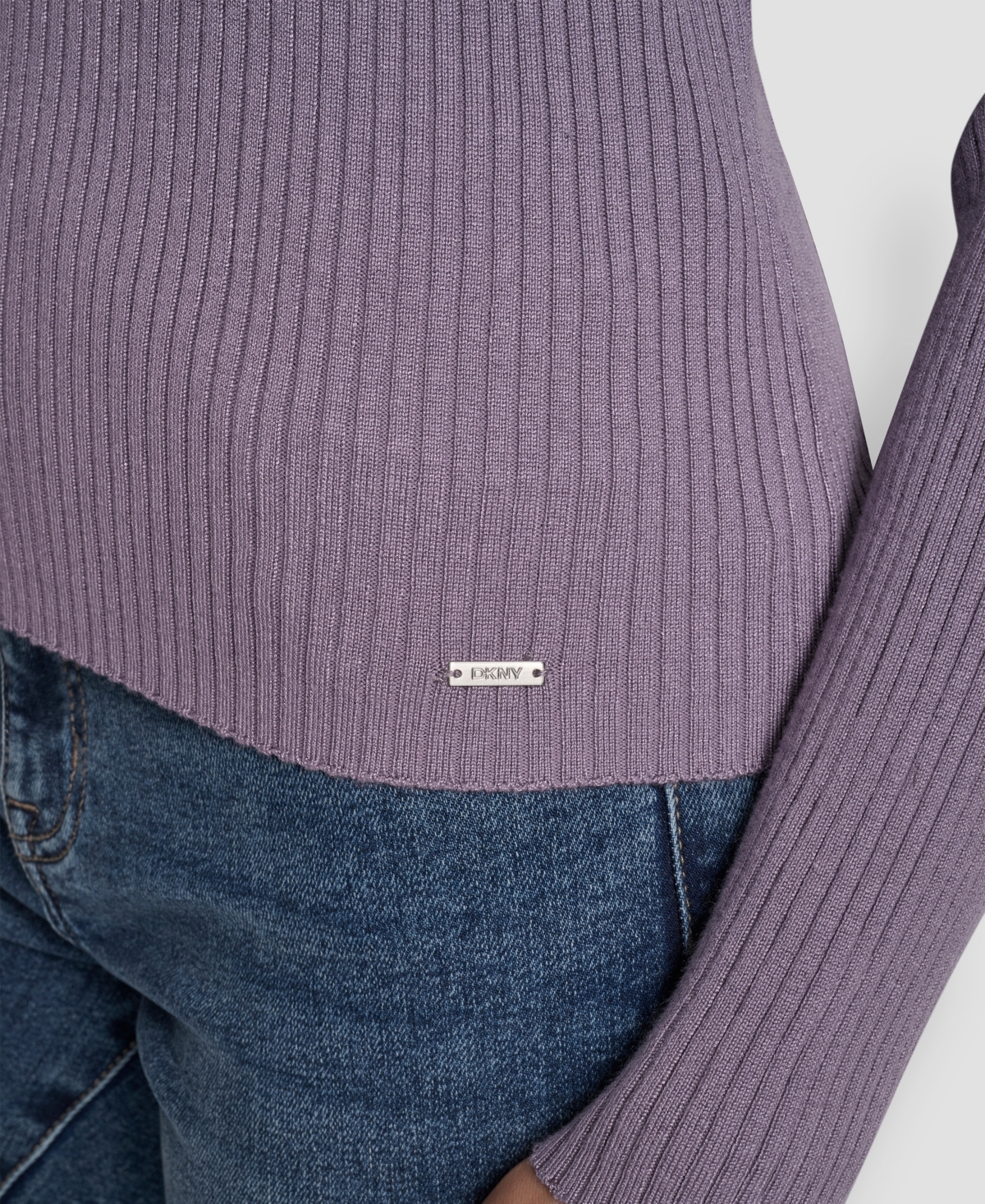 Dkny Jeans Women's Ribbed Long Sleeve Sweater In Purple