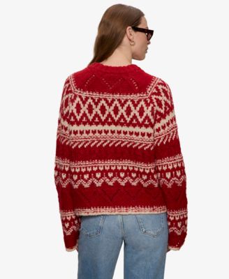 Women's Fair-Isle Crewneck Dropped-Shoulder Sweater