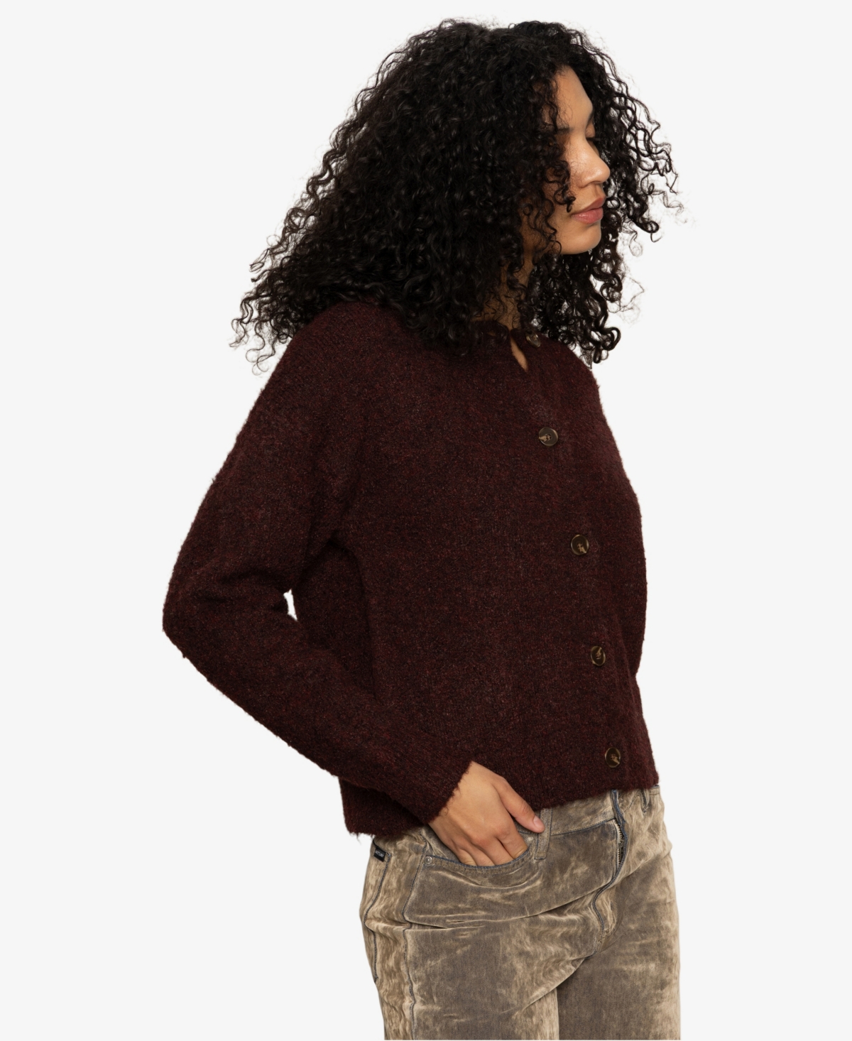 Sanctuary Women's Boucle Long Sleeve Cardigan Sweater
